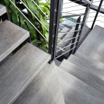 Particolare scale in gres porcellanato elite strike stone finitura cenere alfascale